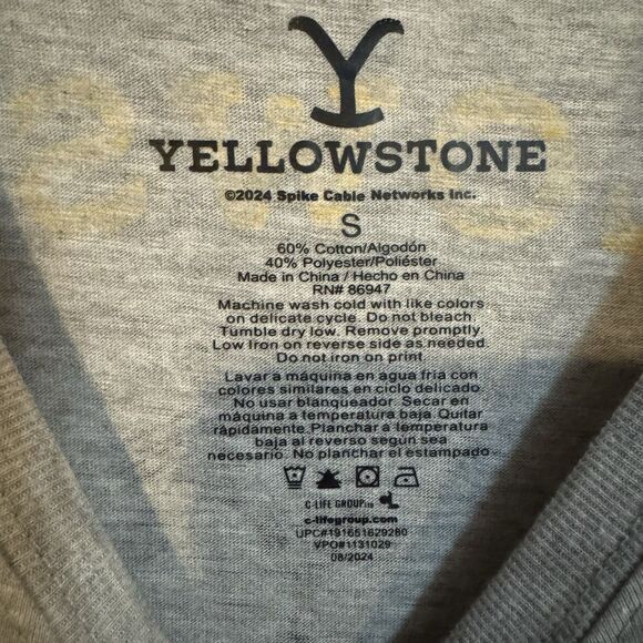 Yellowstone Dutton Ranch Small T-Shirt Men's Gray TV Show Double Sided Logo Tee - Picture 3 of 7